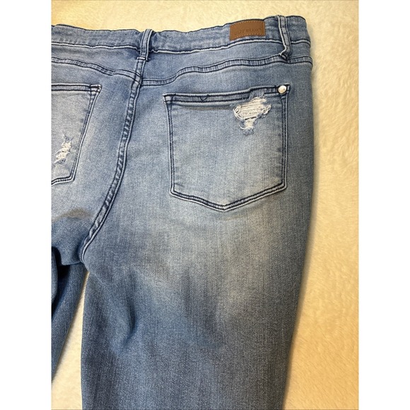 Judy Blue Straight Crop Jeans Women's Distressed Ripped Blue Denim Size 15/32 - Picture 10 of 11